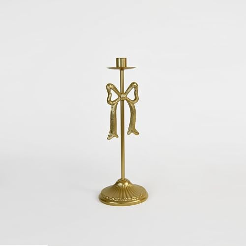 Bow Taper Candle Holders, Set of 2 Candle Stick Holders Set, Modern Decorative Centerpiece for Table Mantel Wedding Housewarming Gift (Vintage Gold) - color: Vintage Gold
