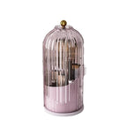GAXmi Makeup Brush Holder with Lid Cosmetic Tools Organizer 360 Rotating Waterproof Dustproof Beauty Brushes Storage for Vanity, Pink-Purple - color: Pink-Purple