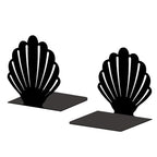Peacoblue Metal Bookends for Shelves, Modern Decorative Heavy Duty Study Book Support Stoppers for Office, Desk, Shelf, Room 5.3"x4.3"x5.5" Cast Iron Simple Tall Bookends, 1 Pair (Shells) - style: Shells