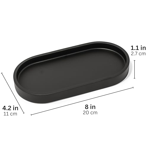 Yew Design - Matte Black Round Soap Dispenser Tray, 8” Soap and Lotion Bottle Tray Organizer Plate for Bathrooms, Kitchens, Countertops - Holds 2 Soap Dispensers - color: Matte Black, size: Soap Tray Round