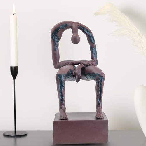 Melancholy Remembrance Sculpture – Rust Red Solid Bronze Statue, Handcrafted Lost-Wax Casting Memorial Figurine for Honoring Loved Ones, 6.1"x5.1"x12.6", Artisan Hot-Cast Bronze Art Decor - color: 12.6" Rust Red