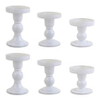 6-Piece Set of White Glass Candlestick, Crystal Candlestick Holder Holder and Conical Candle, Christmas Candle Holder Decoration, Family Living Room Wedding Candle Holder (white2sets) - color: White2sets