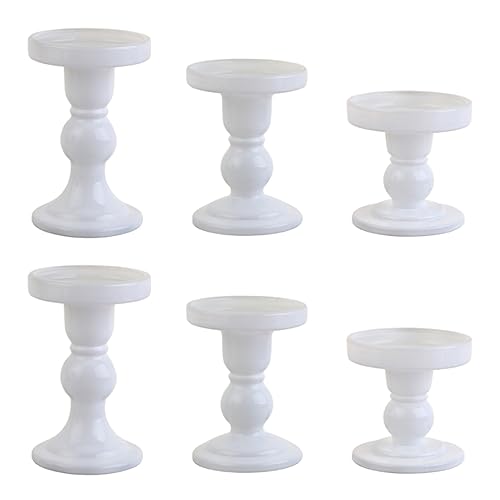 6-Piece Set of White Glass Candlestick, Crystal Candlestick Holder Holder and Conical Candle, Christmas Candle Holder Decoration, Family Living Room Wedding Candle Holder (white2sets) - color: White2sets