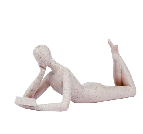 "Reading Woman Thinker Sculpture is a Modern Abstract Decorative piece, a Favorite Among Book Lovers and Thinkers, Suitable for Placement in Living Rooms, Offices, and bedrooms. (Sandstone A) - color: Sandstone a （imitation Sandstone Color）
