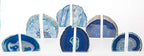 Agate Geode Bookends (Blue 2-3.5 lbs) Natural Stone Bookend for Holding Books, iPads, and Kindles - color: Blue, size: 2 - 3.5 lb