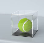 Acrylic Display Case, 4x4x4 Inch Cube Box With Matte Black Base, Clear Single-Piece Case for Softball Collectibles Figurines Mini Figures