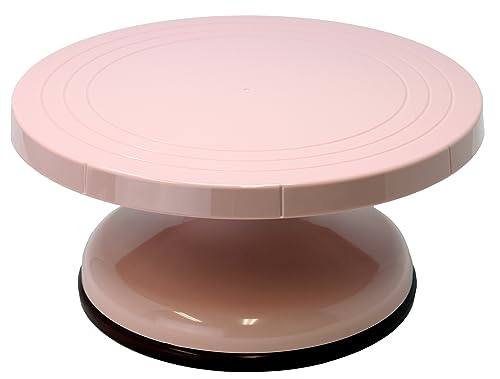 Creative Hobbies 10.5 Inch Rotating Cake Decorating Turntable - Pink Plastic - Revolving Cake Stand, Banding Wheel, Sculpture Stand with Sturdy Base