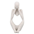 Abstract Thinker Statue | Synthetic Home Accent for Living Room/Office Desk/Bookshelf | Hollow Design Art Sculpture Collectible Present (Sandstone Focus) - style: Sandstone Focus