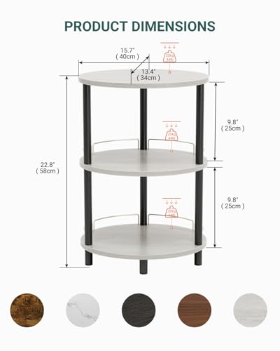 Small Nesting Coffee Table - 3-Tier Oval Accent Table for Small Spaces, Rustic Wood and Metal Couch End Table, Nightstand for Bedroom or End Table Living Room, Easy to Assemble, Greige - color: Greige, size: 1-Pack, style: With Guard Rail