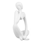 Abstract Thinker Statue | Synthetic Home Accent for Living Room/Office Desk/Bookshelf | Hollow Design Art Sculpture Collectible Present (White Right) - style: White Right