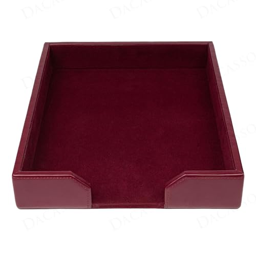 Dacasso Burgundy Bonded Leather Luxury Letter Tray Holder & Paper Organizer for Desk - Executive Desk Decor & Office Organization Essential - color: Burgundy, size: 13.5" x 10.5" x 2.1"