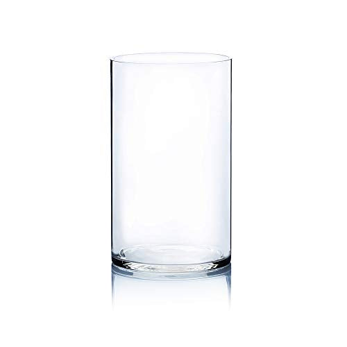 WGV Cylinder Vase, Width 7", Height 12", Clear Wide Large Diameter Flower Glassware, Floral Container, Planter Terrarium for Wedding Party Event, Home Accent Decor, 1 Piece - size: 7"x12"H