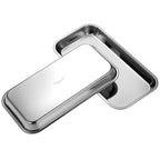 QWORK Small 304 Stainless Steel Vanity Tray 8.5 x 4 Inch, SUS304 Metal Jewelry Organizer Tray for Bathroom, Bedroom, Kitchen – Rectangular Makeup Storage Dish for Keys, Rings, Perfume, Soap Dispensers