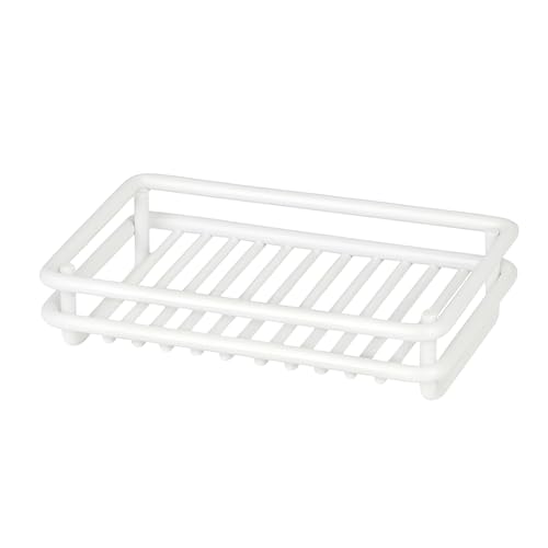 Creative Home Metal Wire Soap Dish Tray Rust-Resistant Iron Bathroom Holder with White Powder Coating Bar Soap Rack for Shower Sink Kitchen Vanity, 3.1 x 4.4 x 1 H Inch - color: White