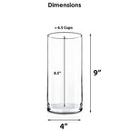 CYS Excel Clear Glass Cylinder Vase (H:9" D:4") Flower Vase Centerpieces Hurricane Floating Candle Holder - size: H-9" D-4"