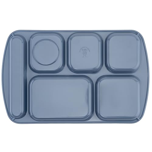 G.E.T. 6 Compartment School Cafeteria Tray, Right Handed, 10" x 15", French Blue (4 Pack) - color: French Blue, size: 10" x 15", style: 4 Pack Right Handed Trays
