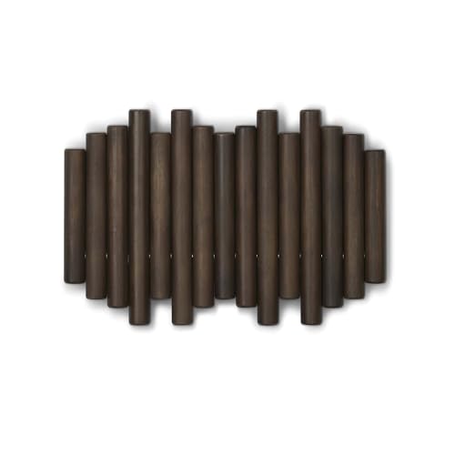 Umbra Picket Rail Hook Coat Rack, Aged Walnut (Pack of 3) - color: Walnut, size: 5-Hook (Pack of 3)