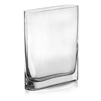CYS EXCEL Glass Book Vase (H:8" Open:7"x2") Round Edge Oval Flower Vase Rectangular Wedding Centerpiece - size: H-8" Open-7"x2"