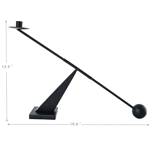 Black Metal Modern Candle Holder Candlestick Holders Decorative Candle Stand, Tapered Candle Holders Home Decoration 19 inch