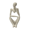 Sandstone Resin Thinker Style Abstract Sculpture Statue Collectible Figurines Home Office Bookshelf Desktop Decor(Sandstone - Right Reverie) - color: Sandstone - Right Reverie