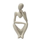 Sandstone Resin Thinker Style Abstract Sculpture Statue Collectible Figurines Home Office Bookshelf Desktop Decor(Sandstone - Right Reverie) - color: Sandstone - Right Reverie