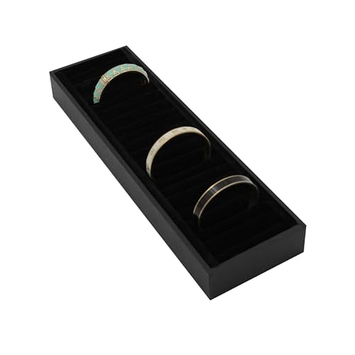 SSWBasics Bracelet Tray Holder - 21 Section Bangle Tray with Black Velvet Inserts