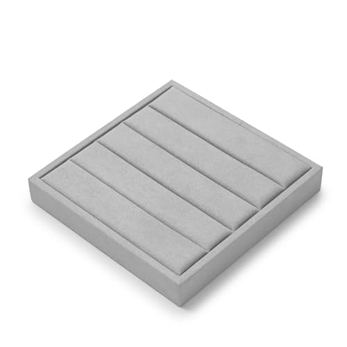 Microfiber Ring Display Stand Small Ring Tray Showcase Jewelry Display Home Organizer(Gray) - size: 5.49" x 5.51" x 0.78"