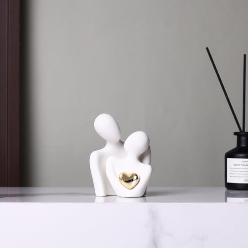 Mini Couple Statue - Ceramic Romantic Couple in Love Figurines for Decor Bedroom, TV Cabinet, Wedding Valentines Gift, Small Knick Knacks for Home Decor Shelve (3.15" White) - color: 3.15" White