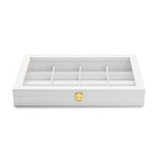 Oirlv White 12 Gird Jewelry Organizer Tray with Acrylic Lid Premium Leather Jewelry Box with Transparent Lid Bracelet Bangle Watch Display Case - color: White, size: 12 Grid