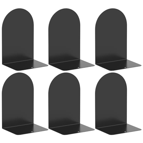 Bookend 6 Pieces, Metal Round Bookends for Shelves, Book Ends to Hold Books for Desk, Book Stopper for Home Office - style: 3 Pairs Bookends