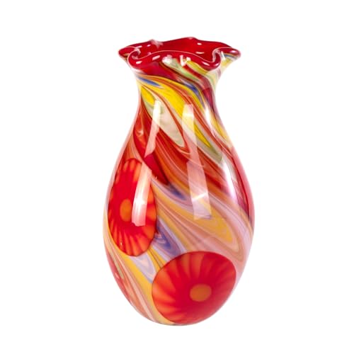 KAMMAK Colored Glass Vase, Beautiful Hand Blown Decorative Vase, Modern Art Vase for Flower Mantle Dining Table Centerpiece, Entryway Living Room Wedding Decoration, SKQ017 - style: SKQ017