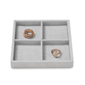 Microfiber 4 Grids Stackable Jewelry Display Trays Showcase Jewelry Organizer Storage Trays(Gray) - size: 5.51" x 5.49" x 0.78"