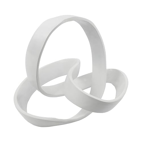 JONATHAN Y Chamberlain Abstract Ribbon Knot Sculpture, 8" x 8" x 7" White Aluminum Tabletop Art Decor for Bookshelf, Desk or Coffee Table, Modern Home Decoration DEC1000A - color: White