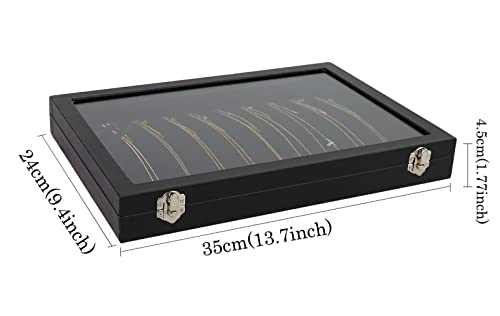 Wudygirl Necklace Organizer 20 Hooks Jewelry Organizer Jewelry Display Stackable Glass Top Lockable Black Velvet Boxes(Necklace Tray) - style: Necklace Tray