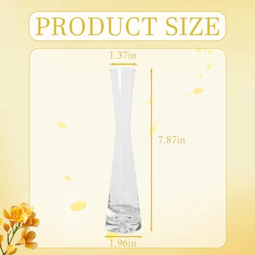Hand-Made Blown Glass Bud Vase Vintage Mini Mouth Single Rose Vase Floral Container for Home Wedding Office Christmas Decor (20cm Height)