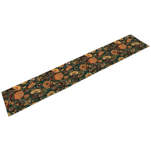 Orange Boho Floral Table Runner, Vintage Bohemian Home Kitchen Table Decoration for Birthday Party Picnic Decoration 13x36 Inch 1PCS - color: Flower-10, size: W13x36L
