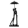 Sziqiqi Iron 6th Sculpture for Wife - Black Metal Couple Statue Kissing Under Umbrella Man Woman Sculpture Figurines for Shelf Mantel Fireplace Entry Bookshelf Television Room - style: Umbrella