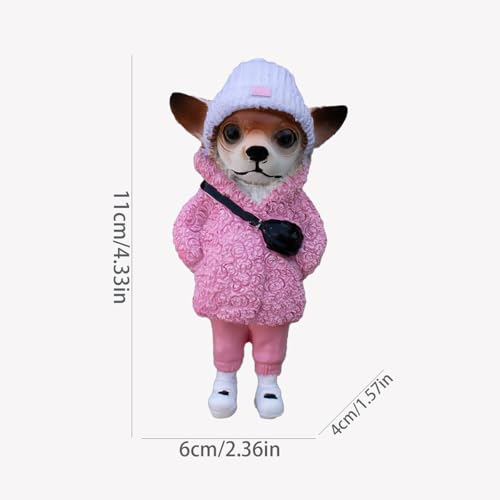 Cute Resin Backpack Dog Crafts Living Room Desktop Decorations,Handmade Casual Small Resin Animal Statue Ornament Home Decor Light Pink - color: Light Pink