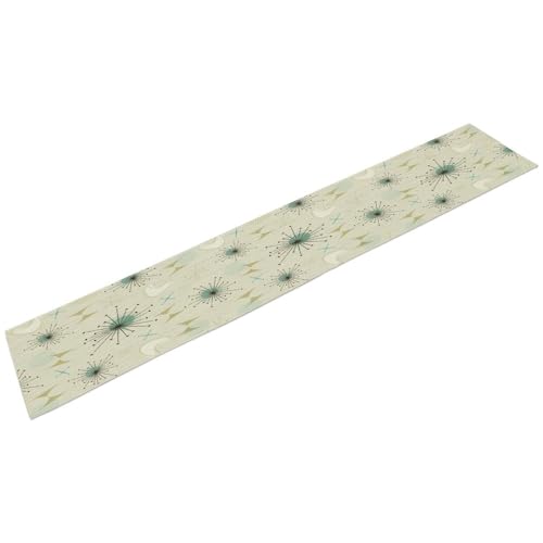 Mid Century Table Runner, Flag Retro Atomic Starburst 1950s Abstract Geometric Space Tabletop Decoration for Home Kitchen Restaurant Table Flag 13x36 Inch - color: Mid Cat-6, size: W13x36L