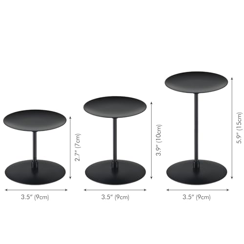 Set of 6 Candle Holders, Metal Pillar Candle Stand for Tabletop Wedding Party Event Birthday Anniversary (Black)