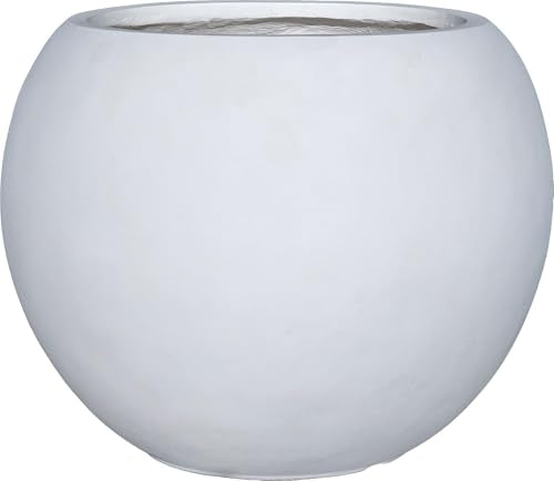 Panlaolao 13.5 H x 17" Dia (12" Pot Opening) Round Fiberstone Planter with Drainage Hole, White, Indoor/Outdoor Large Plant Pot for Home Patio Garden, Ideal for Large Plants - color: White, size: 17 Inch