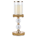 Pillar Candle Holder, 13 Inch Crystal Candlesticks for 3''X5'' Candles, Dining Coffee Table Decor, Wedding, Events, Parties - Glass and Gold Finish - size: 2 crystal balls