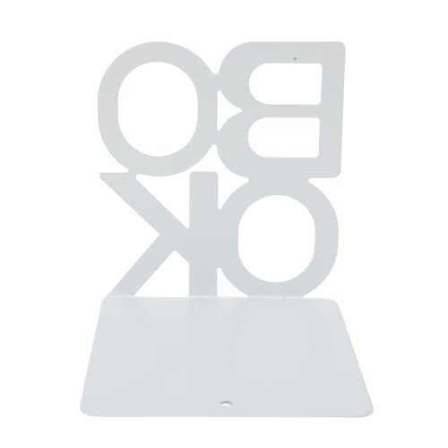 Decorative Bookends Book Ends Books DVDs CD Holder Video Game Organizer for Home Shelves Office School Study Metal Bookends Heavy Duty Non Skid Decorative (White) - size: White