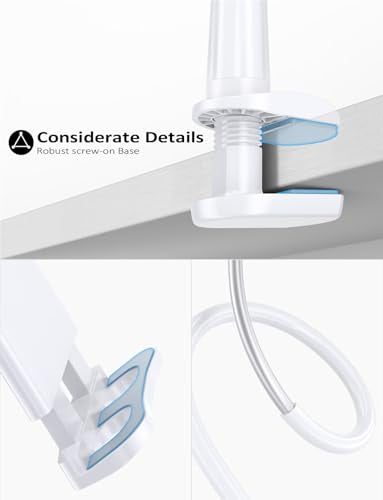 Tryone Gooseneck Tablet Holder Stand for Bed Adjustable Flexible Arm Tablets Mount Clamp on Table Compatible with iPad Air Mini | Galaxy Tabs | Kindle Fire | Switch or Other 4.7-10.5" Devices - color: White
