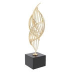 Modern Metal Sculpture, Iron Luxury Abstract Art Statue Decorative Table Centerpiece Ornament for Living Room Office Gold (Black Base)