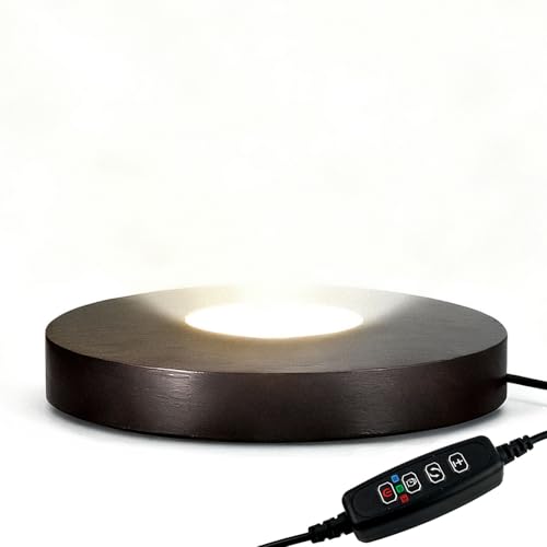 Wood LED Light Base - Crystal Display Base for Glass Art/Acrylic, 3 Light Modes with 10-Level Dimming & Auto Timer (Dark Brown, 5.9 inch) - color: Dark Brown, size: 5.9 inch