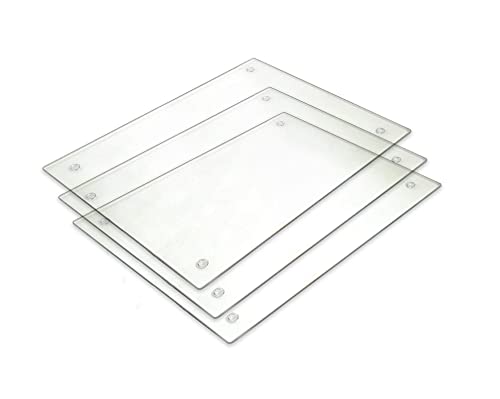 Tempered Glass Cutting Board Long Lasting Clear Glass Scratch, Heat, Shatter Resistant, Dishwasher Safe. (3 Rectangle 10x7") - size: 3 Rectangle 10"L x 7"W