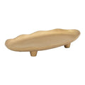 Kate and Laurel Alessia Modern Decorative Scalloped Oval Footed Metal Tray; 14 x 8; Gold; Transitional Food-Safe Cast Aluminum Pedestal Tray with Rough Texture and Deckled Edge - color: Gold