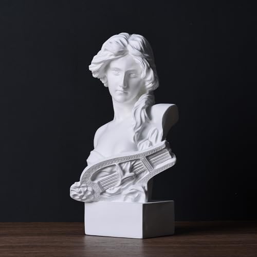 11.8" H Greek Mythology Bust Statue Decor,Artemis Statues Roman Goddess Figurines,Used for Sketch Practice Aesthetics Statues and Sculptures and Indoor Filling Space for Living Room, Bedroom (White) - color: White, size: Large