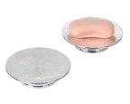 Metallic Silver Ceramic Candle Plate and Jewelry Dish Set of 2, 5" Diameter - color: Silver